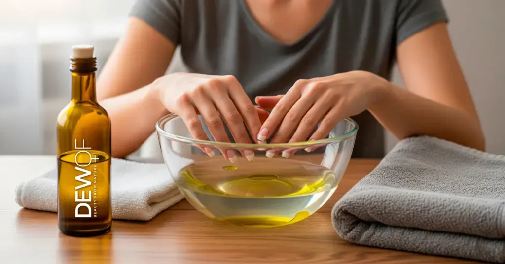 How to Remove Acrylic Nails at Home Without Tools YouTube, woman using safe DIY method with warm water